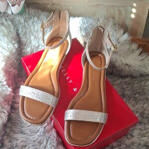 Kelly & Katie Glittering Silver Sandals